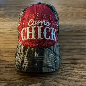Camo Chick Red Camo Ladies Baseball Hat